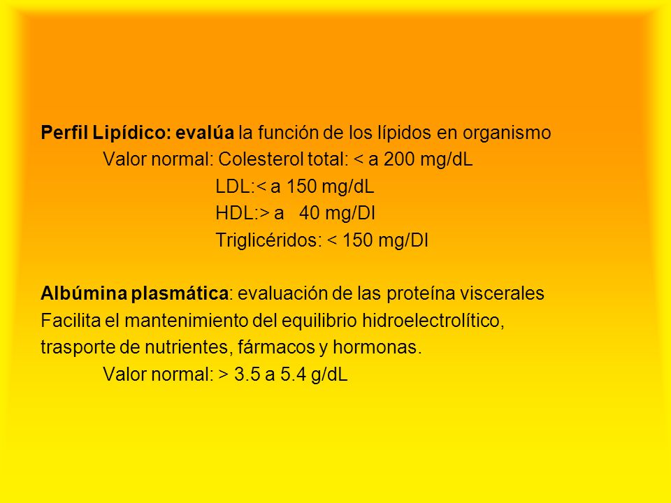 Perfil Lipídico: evalúa la función de los lípidos en organismo