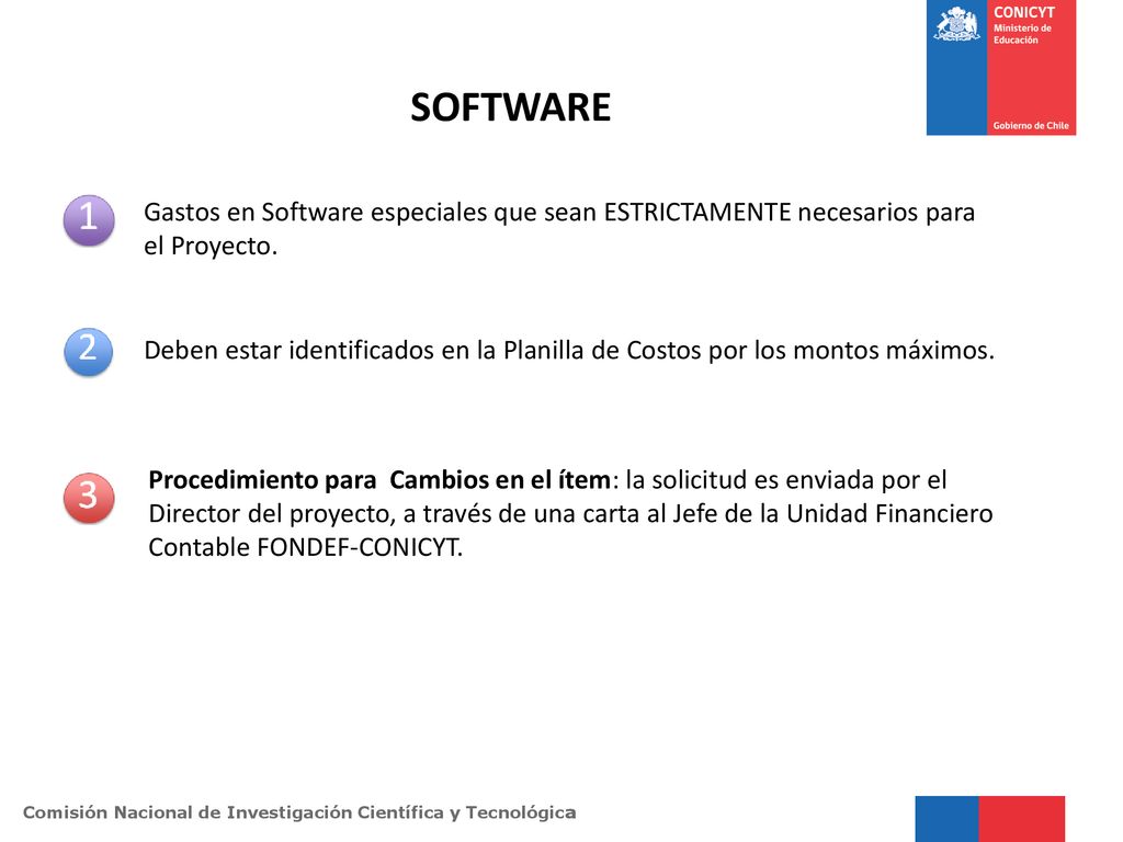 SOFTWARE Gastos en Software especiales que sean ESTRICTAMENTE necesarios para el Proyecto.
