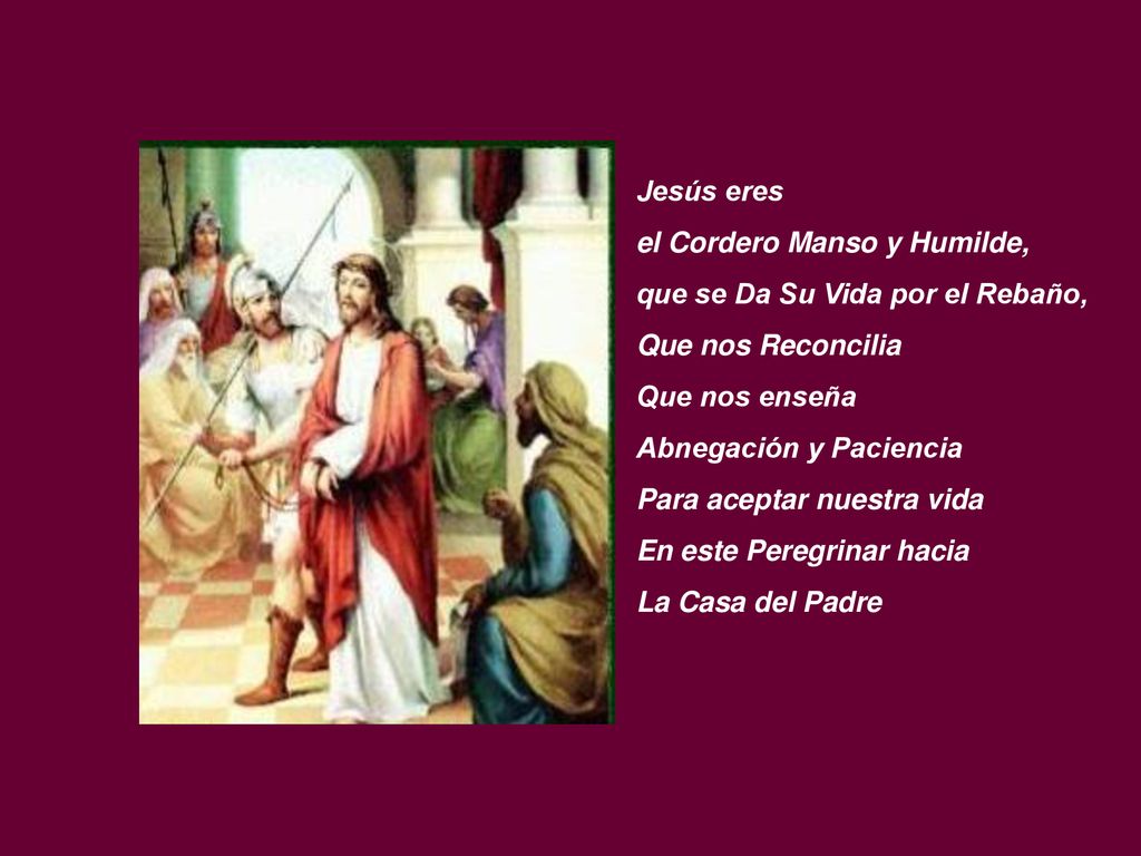 Jesús eres el Cordero Manso y Humilde, que se Da Su Vida por el Rebaño, Que nos Reconcilia. Que nos enseña.