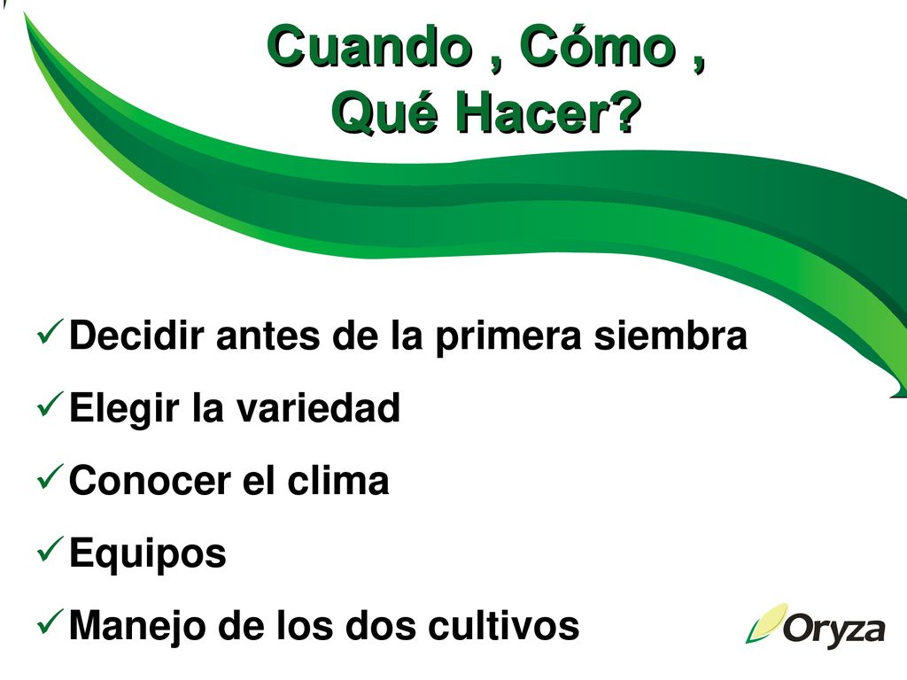 Cuando , Cómo , Qué Hacer Decidir antes de la primera siembra