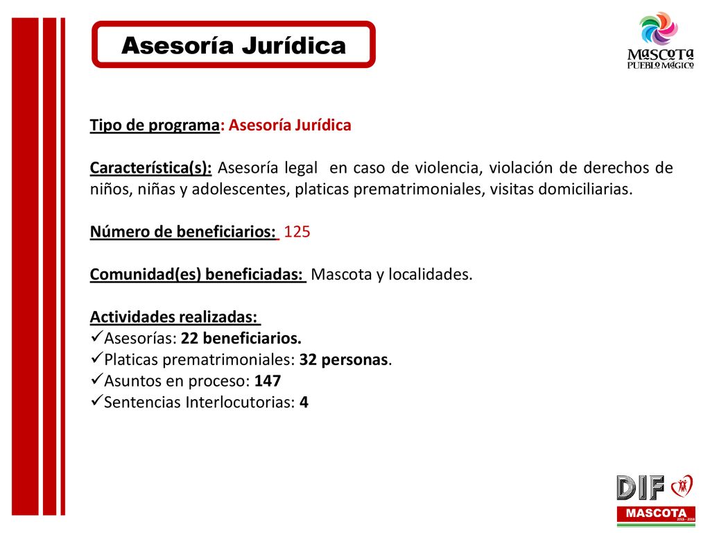 Asesoría Jurídica Tipo de programa: Asesoría Jurídica