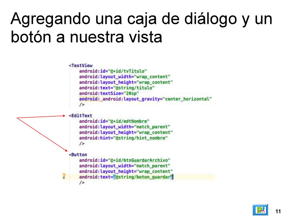 Agregando una caja de diálogo y un botón a nuestra vista