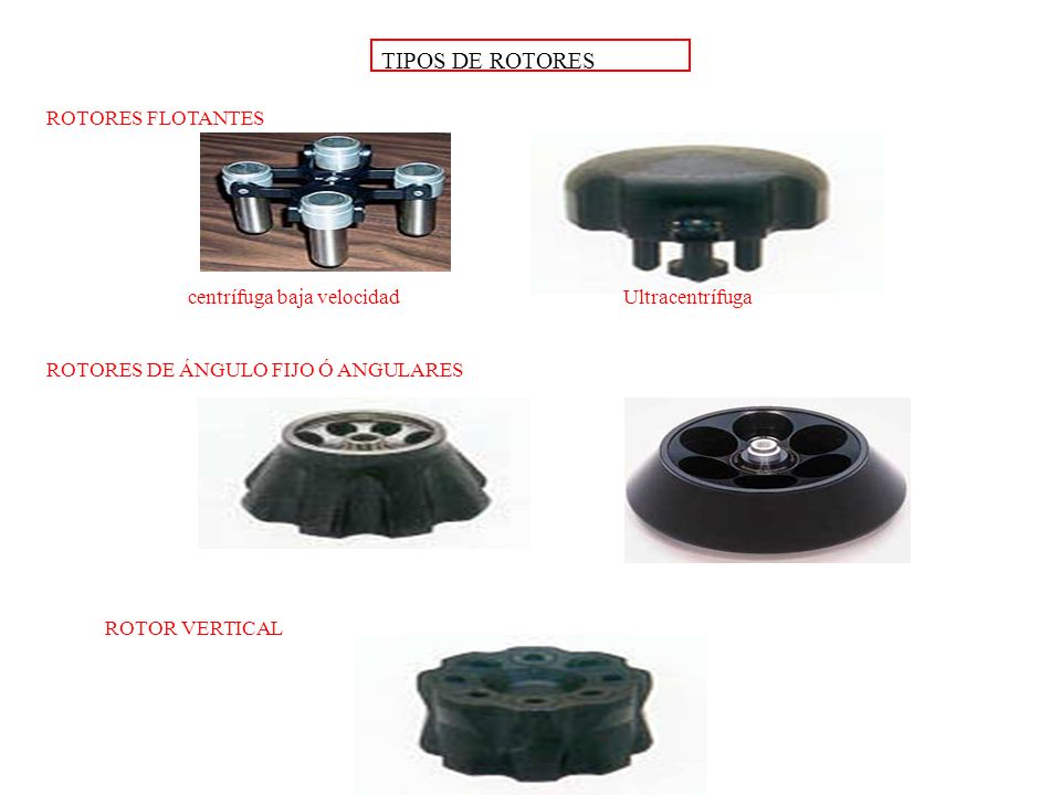 TIPOS DE ROTORES ROTORES FLOTANTES centrífuga baja velocidad