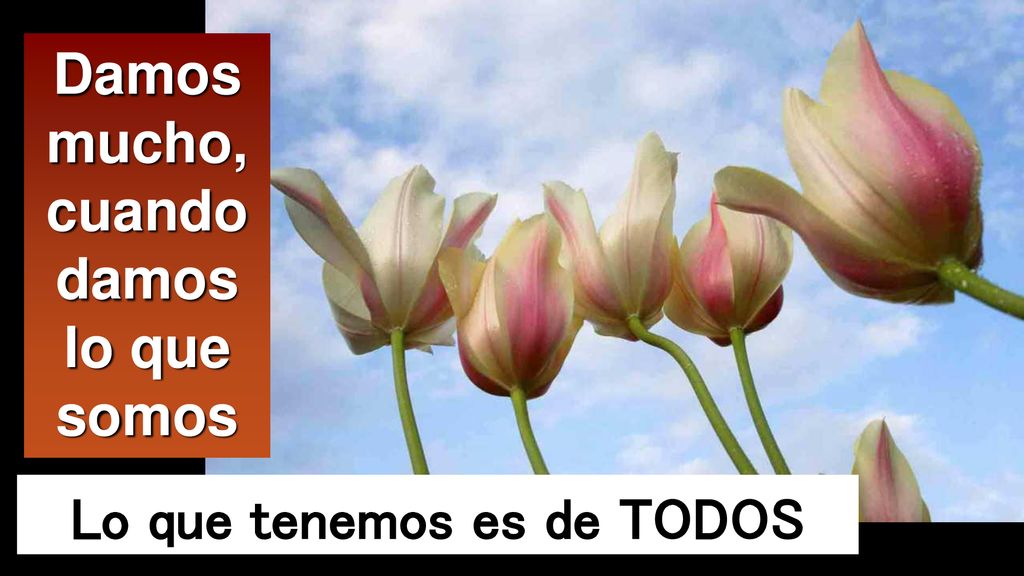 Damos mucho, cuando damos lo que somos Lo que tenemos es de TODOS