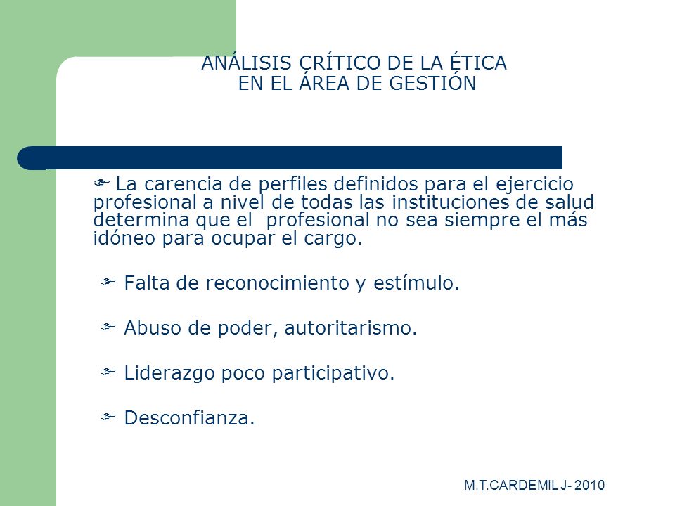 ANÁLISIS CRÍTICO DE LA ÉTICA EN EL ÁREA DE GESTIÓN