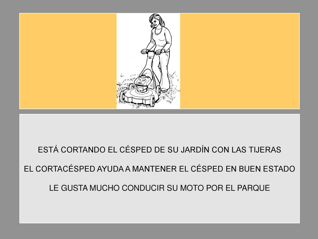 ESTÁ CORTANDO EL CÉSPED DE SU JARDÍN CON LAS TIJERAS