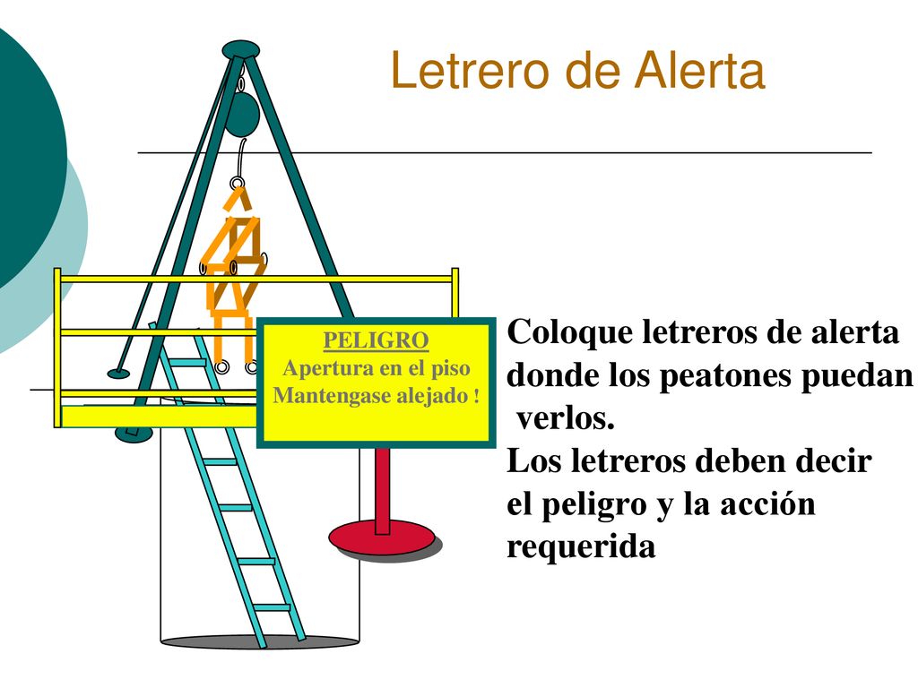 Letrero de Alerta Coloque letreros de alerta donde los peatones puedan