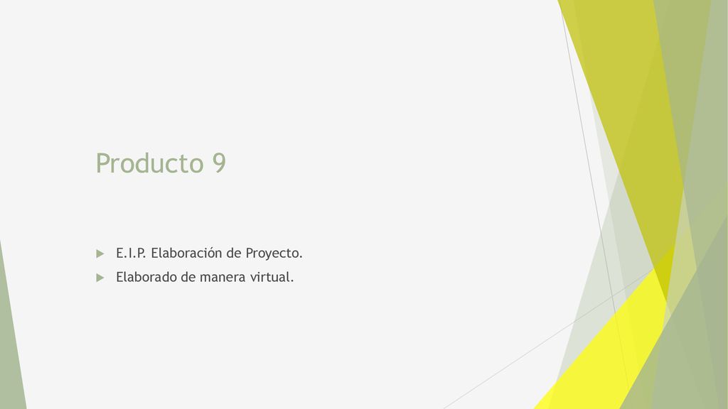 Producto 9 E.I.P. Elaboración de Proyecto.