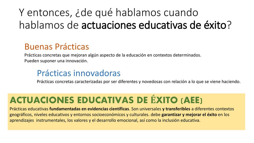 Y entonces, ¿de qué hablamos cuando hablamos de actuaciones educativas de éxito
