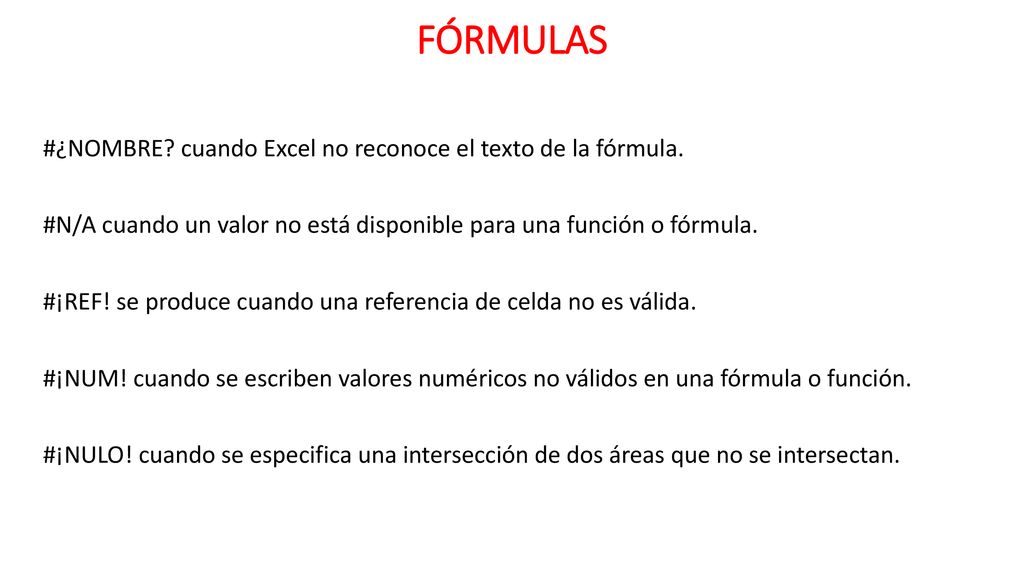 FÓRMULAS #¿NOMBRE cuando Excel no reconoce el texto de la fórmula.