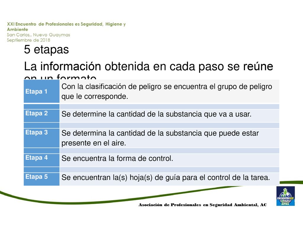 La información obtenida en cada paso se reúne en un formato.