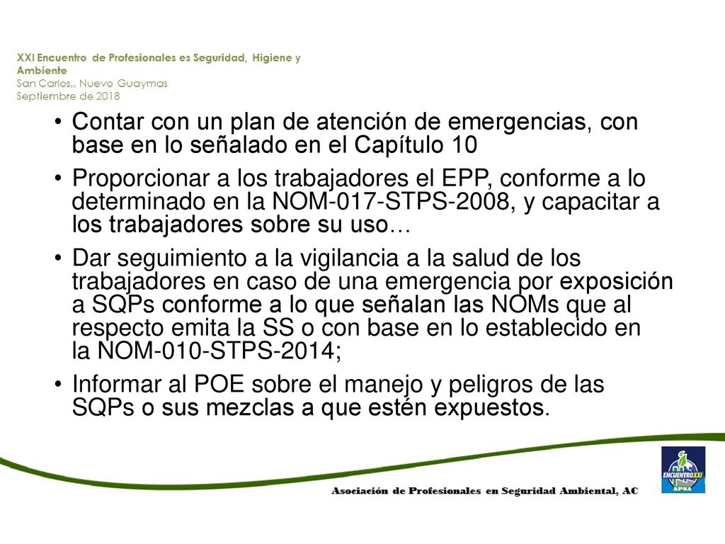 Contar con un plan de atención de emergencias, con base en lo señalado en el Capítulo 10