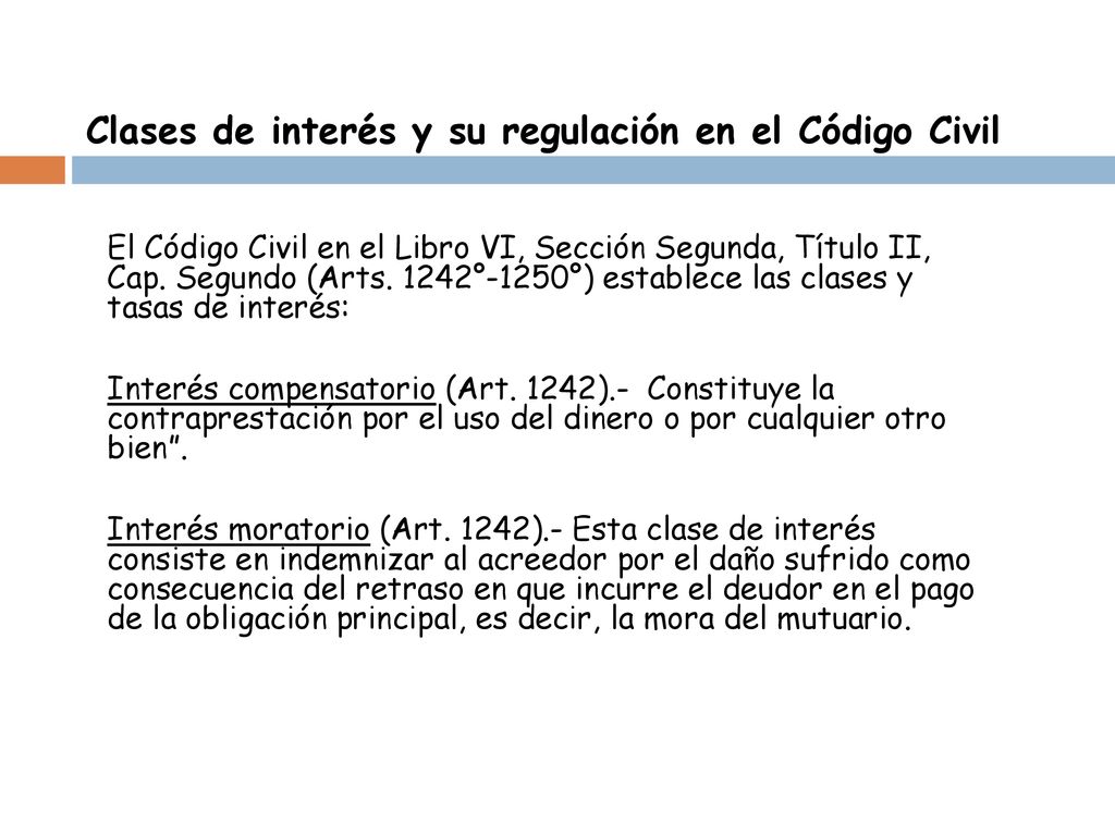 Clases de interés y su regulación en el Código Civil