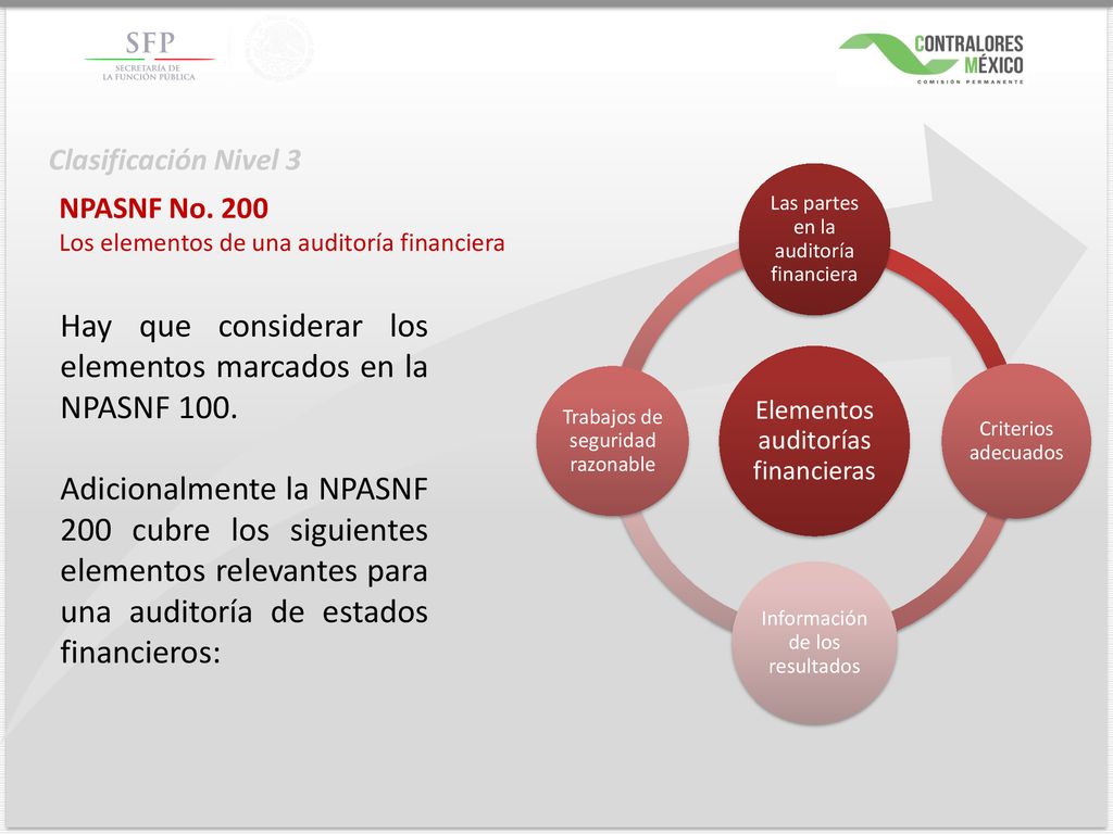 Hay que considerar los elementos marcados en la NPASNF 100.