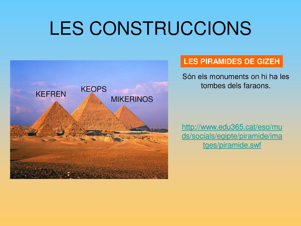 Són els monuments on hi ha les tombes dels faraons.