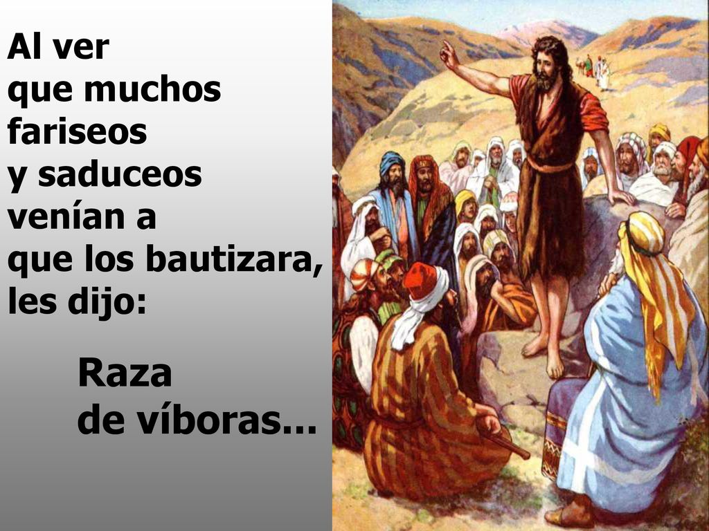 Al ver que muchos fariseos y saduceos venían a que los bautizara, les dijo: