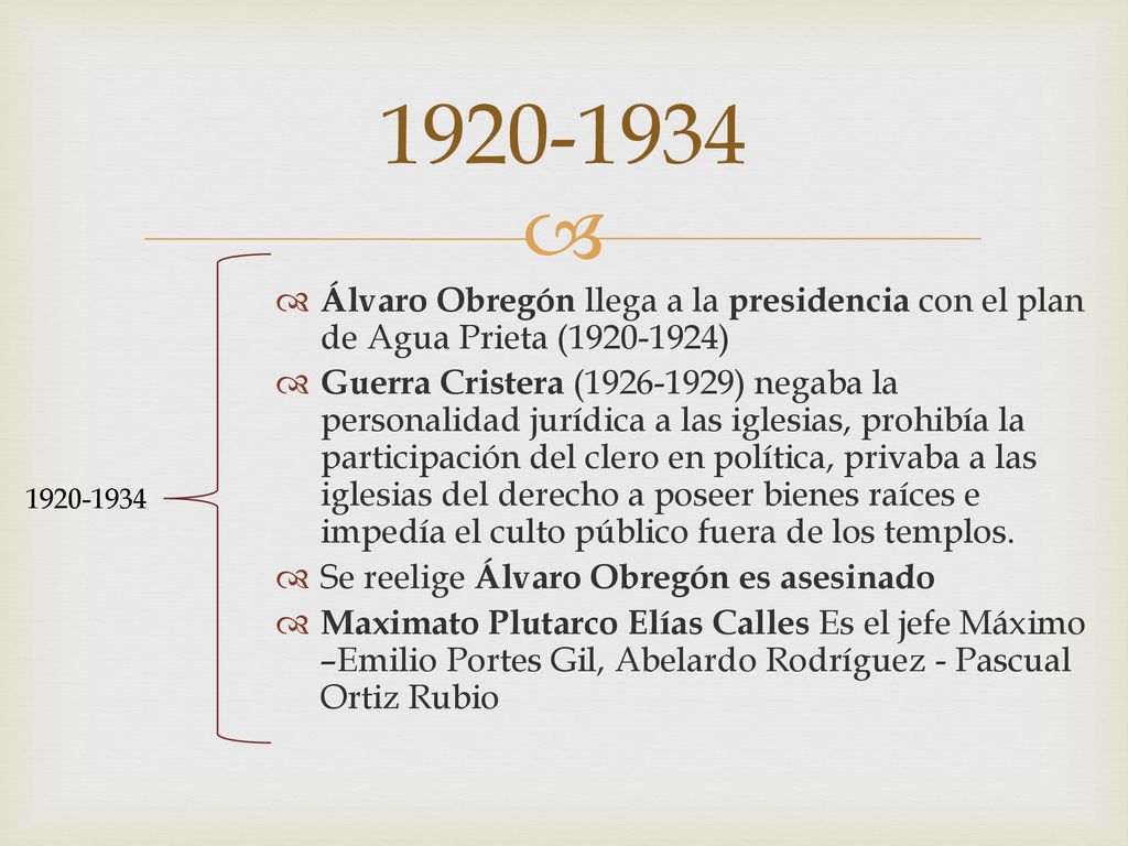 Álvaro Obregón llega a la presidencia con el plan de Agua Prieta ( )