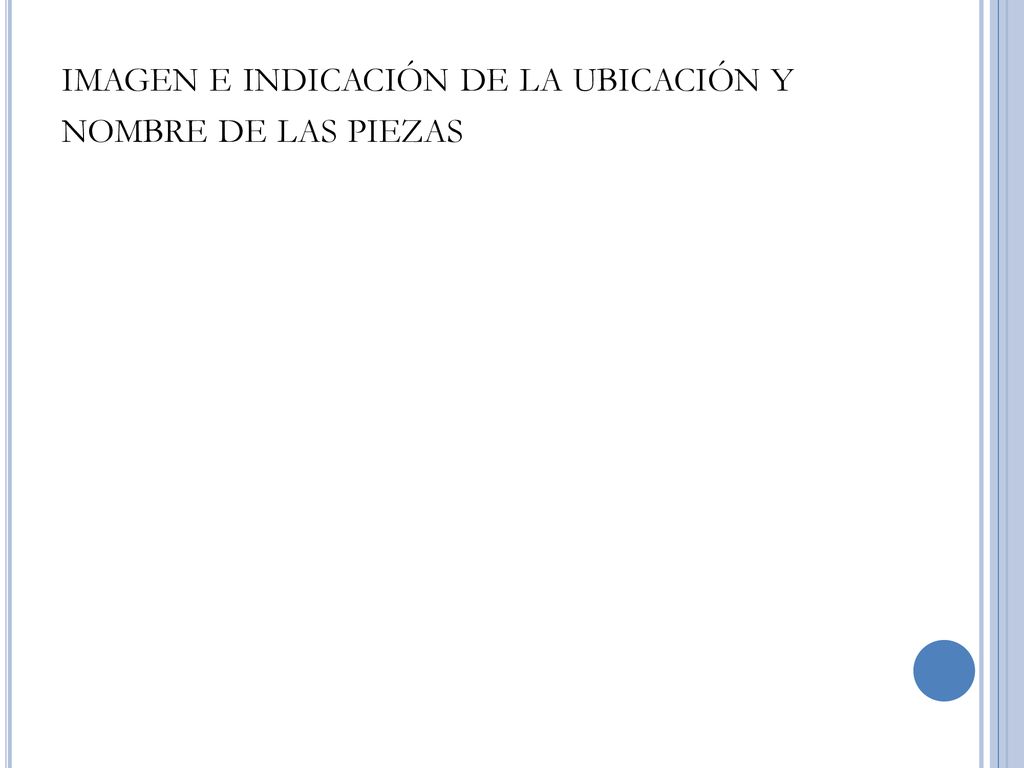 imagen e indicación de la ubicación y nombre de las piezas