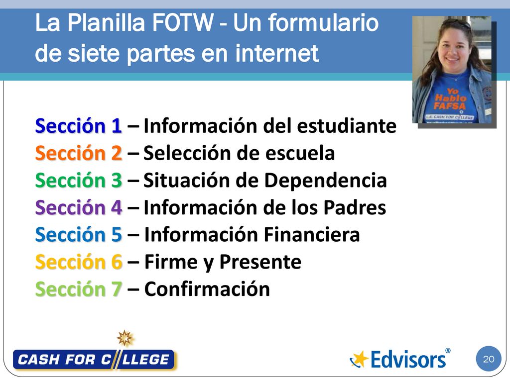 La Planilla FOTW - Un formulario de siete partes en internet