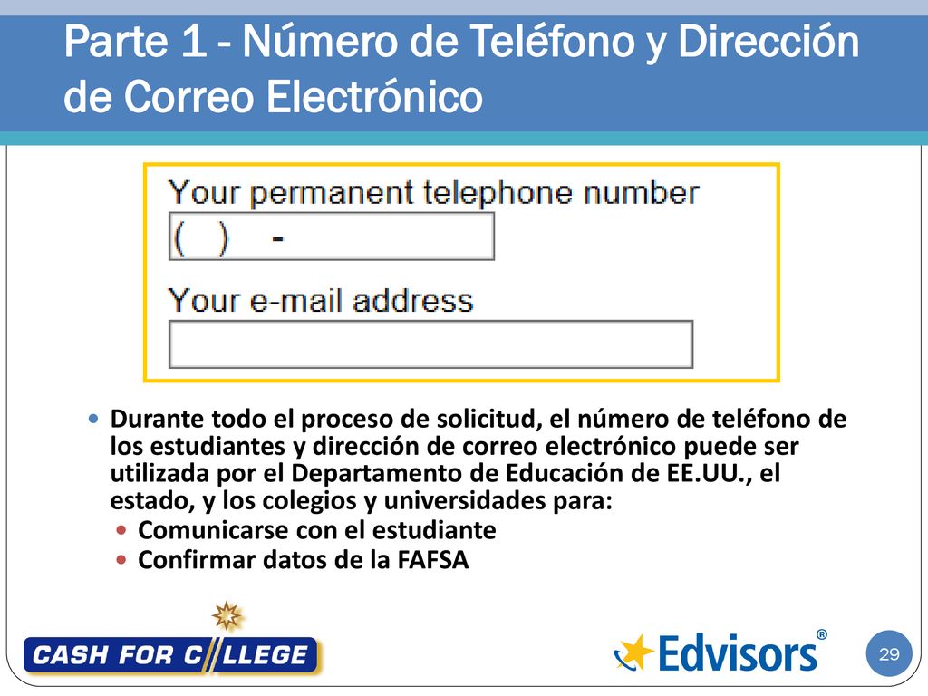 Parte 1 - Número de Teléfono y Dirección de Correo Electrónico