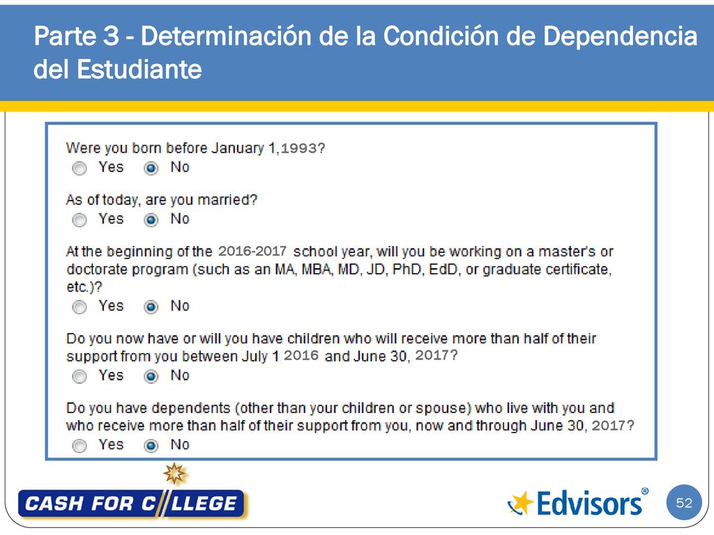 Parte 3 - Determinación de la Condición de Dependencia del Estudiante