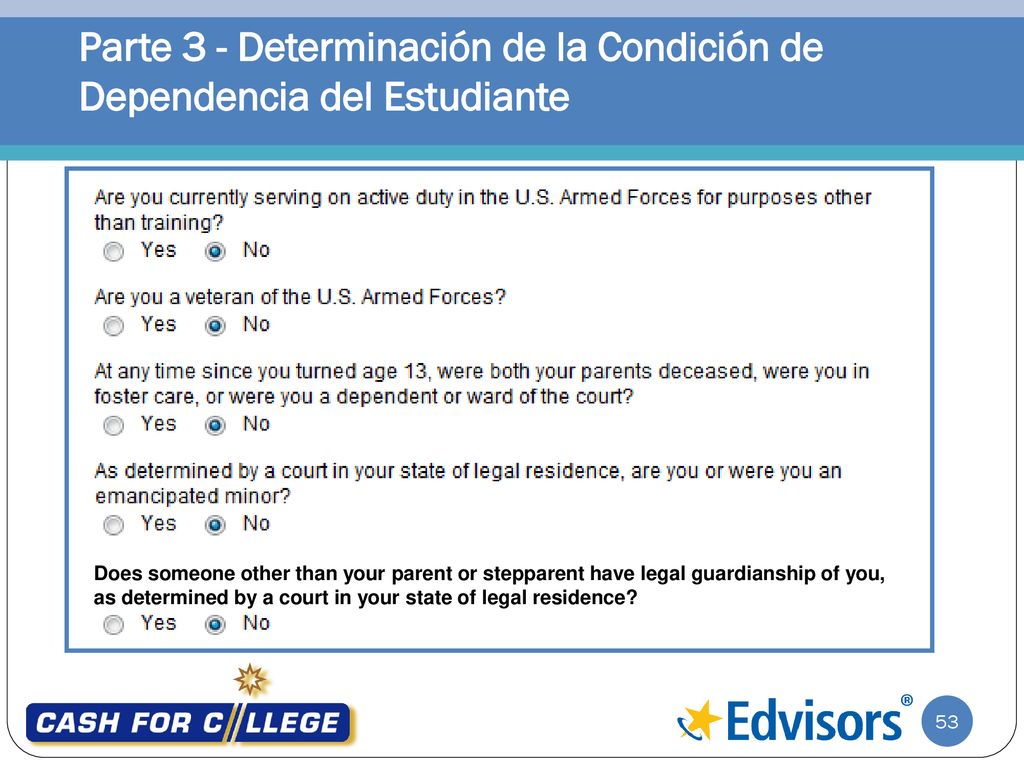 Parte 3 - Determinación de la Condición de Dependencia del Estudiante