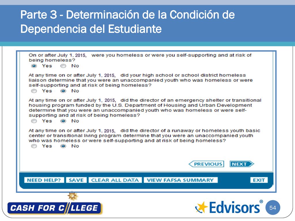Parte 3 - Determinación de la Condición de Dependencia del Estudiante
