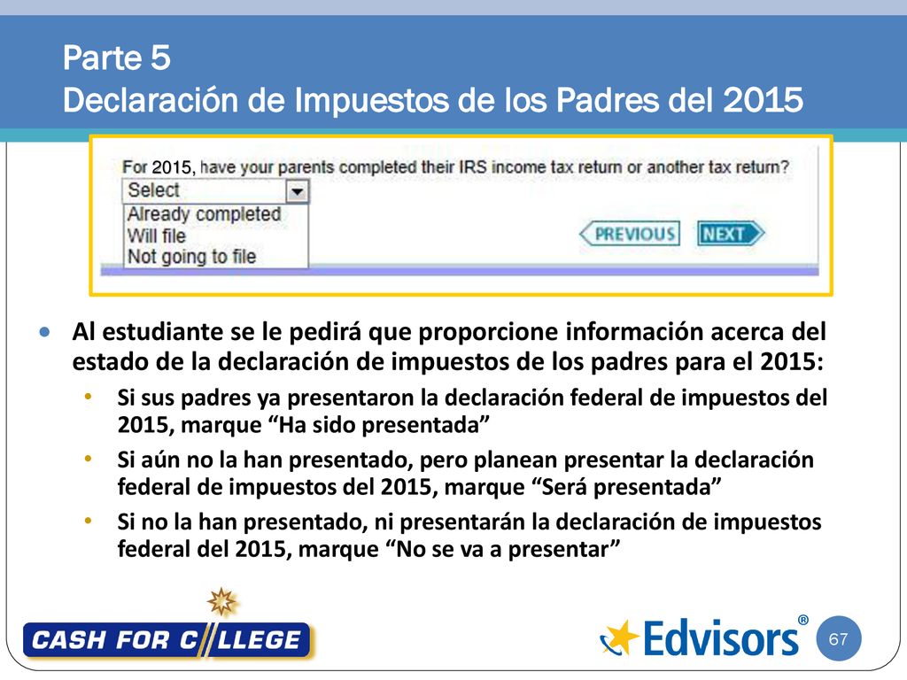 Parte 5 Declaración de Impuestos de los Padres del 2015