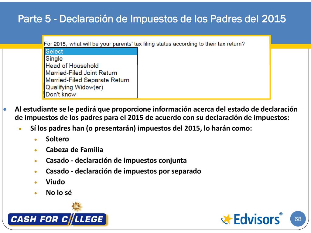 Parte 5 - Declaración de Impuestos de los Padres del 2015