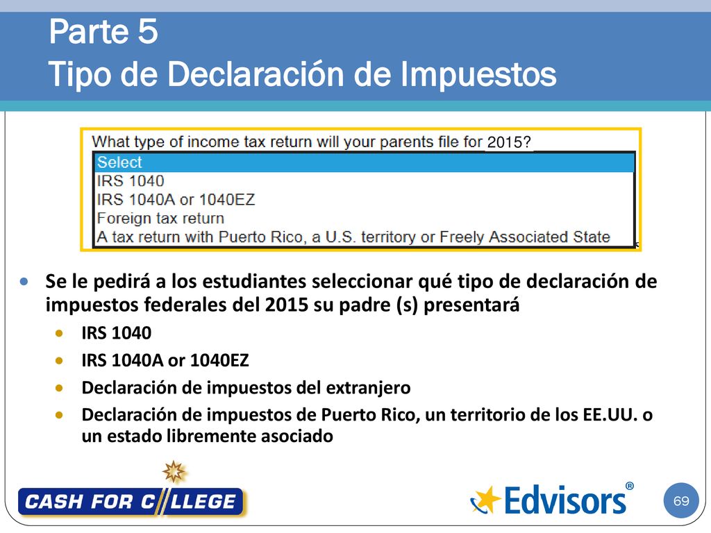 Parte 5 Tipo de Declaración de Impuestos