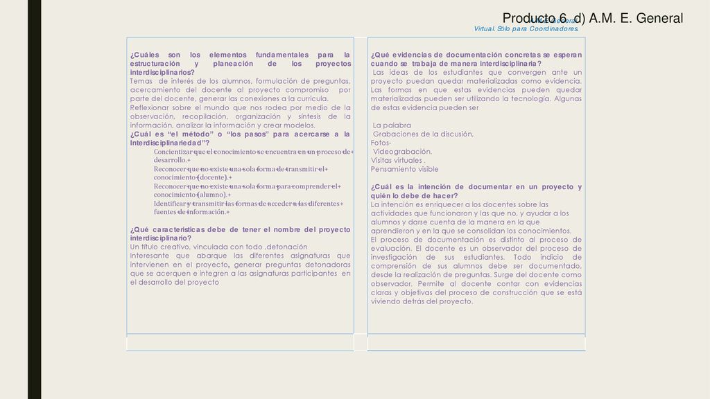 Producto 6 d) A.M. E. General