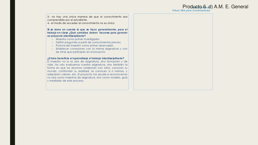 Producto 6 d) A.M. E. General
