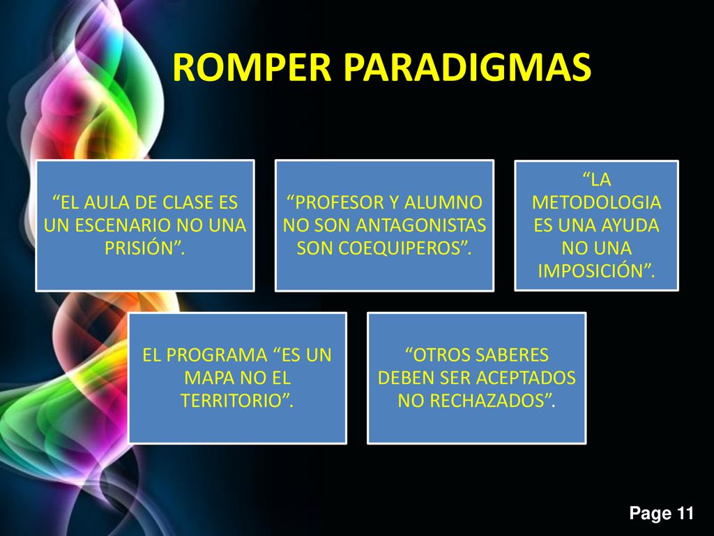 ROMPER PARADIGMAS EL AULA DE CLASE ES UN ESCENARIO NO UNA PRISIÓN .