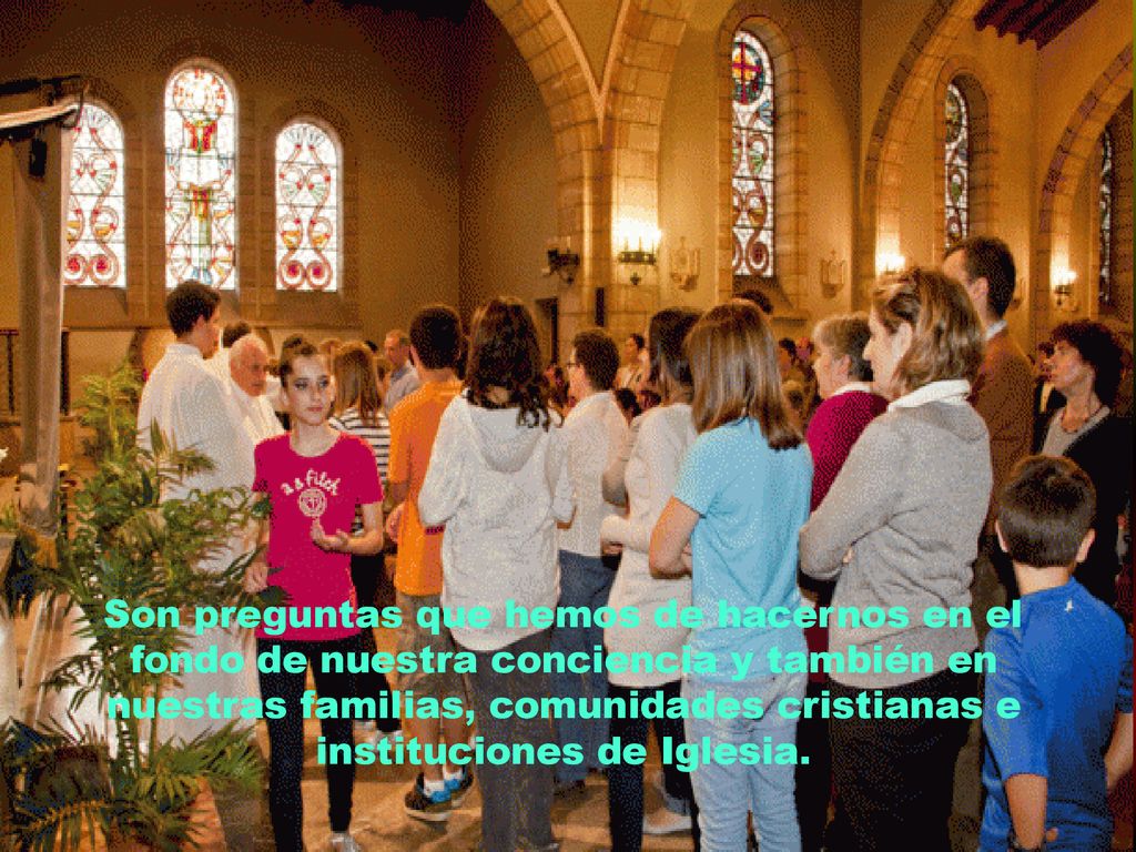 Son preguntas que hemos de hacernos en el fondo de nuestra conciencia y también en nuestras familias, comunidades cristianas e instituciones de Iglesia.