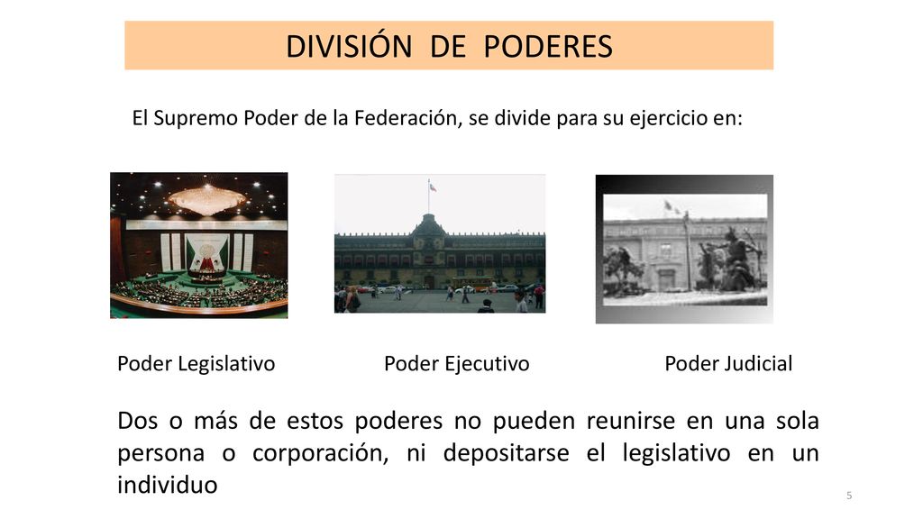 DIVISIÓN DE PODERES El Supremo Poder de la Federación, se divide para su ejercicio en: