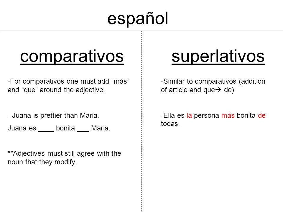 español comparativos superlativos