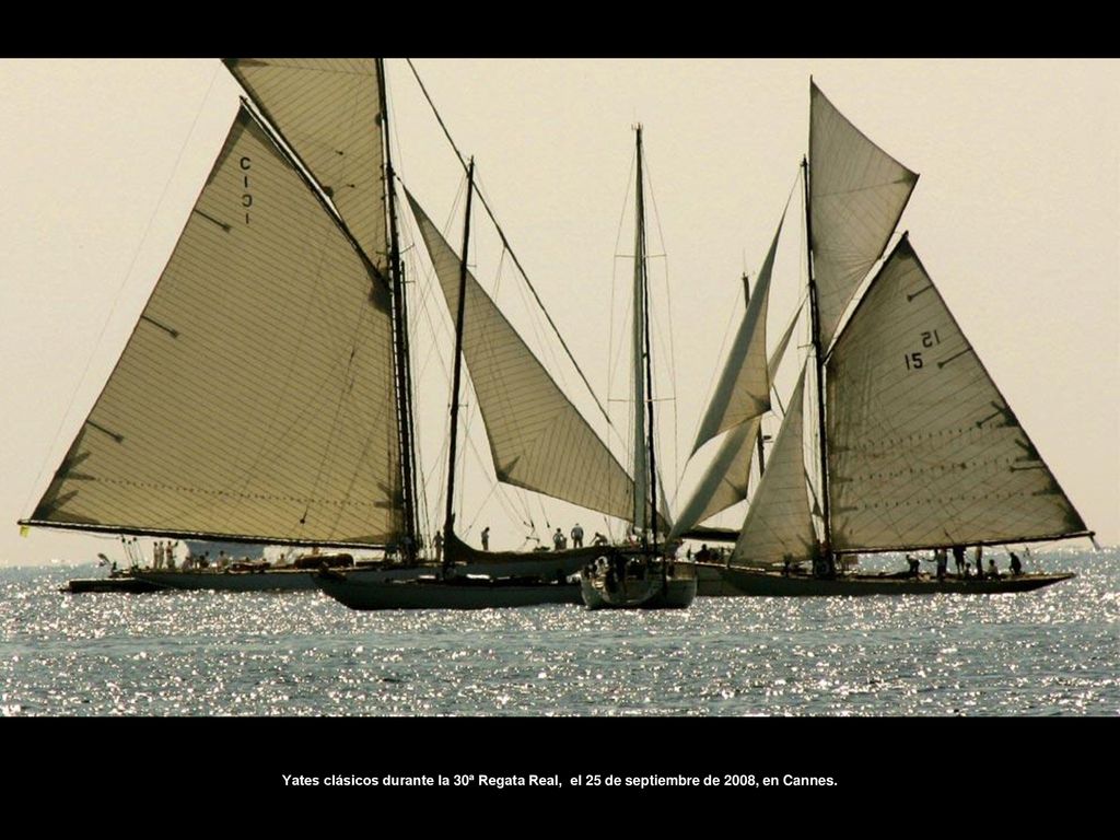 Yates clásicos durante la 30ª Regata Real, el 25 de septiembre de 2008, en Cannes.