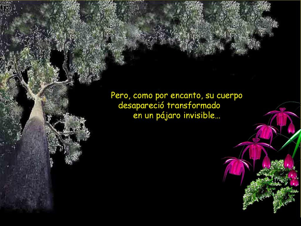 Pero, como por encanto, su cuerpo desapareció transformado