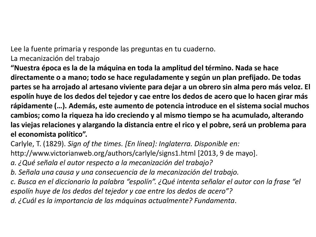 Lee la fuente primaria y responde las preguntas en tu cuaderno.