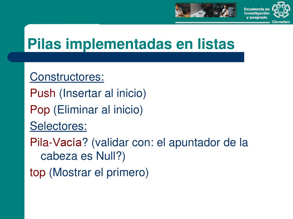 Pilas implementadas en listas
