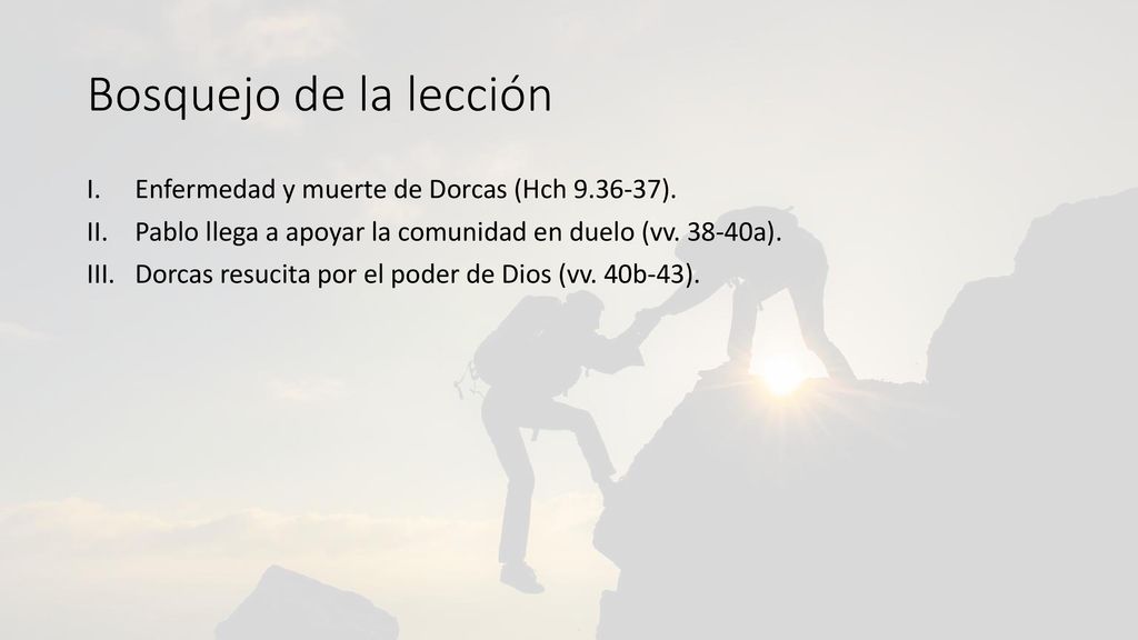 Bosquejo de la lección Enfermedad y muerte de Dorcas (Hch ).