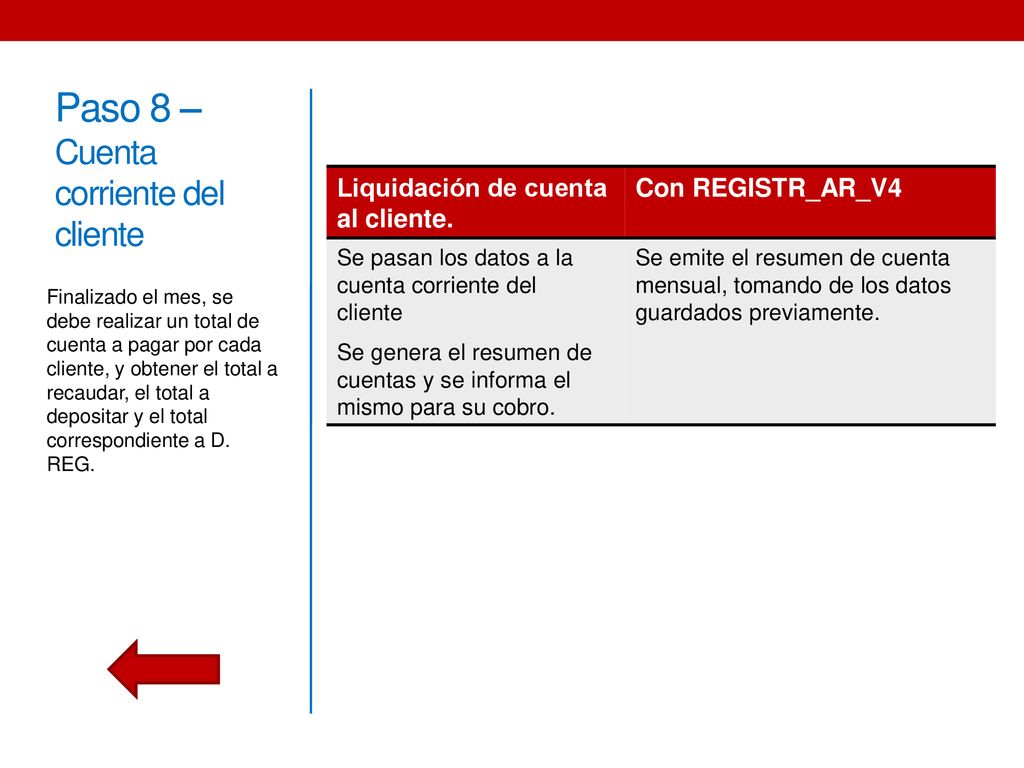Paso 8 – Cuenta corriente del cliente
