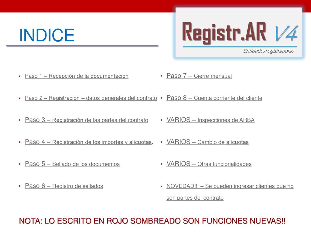 INDICE NOTA: LO ESCRITO EN ROJO SOMBREADO SON FUNCIONES NUEVAS!!