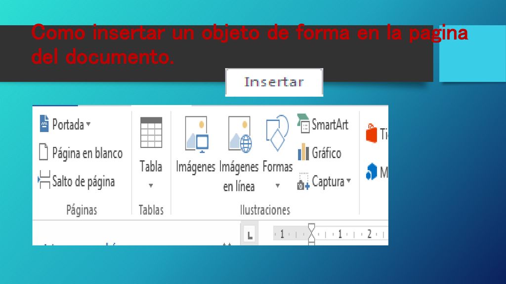 Como insertar un objeto de forma en la pagina del documento.