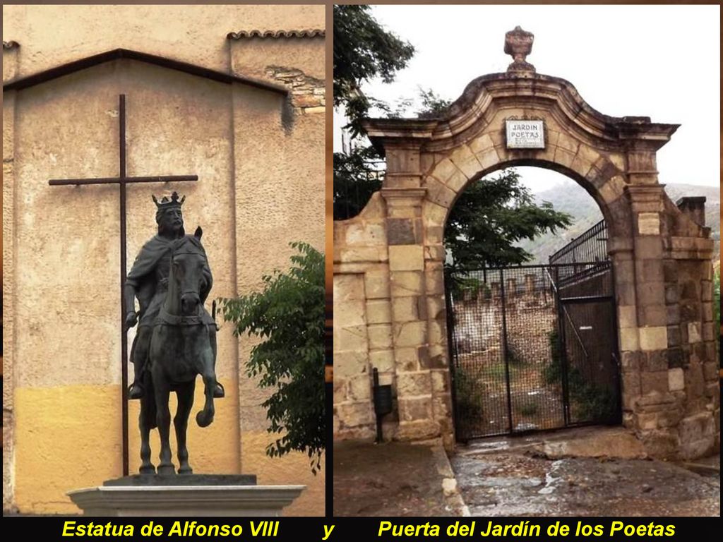 Estatua de Alfonso VIII y Puerta del Jardín de los Poetas