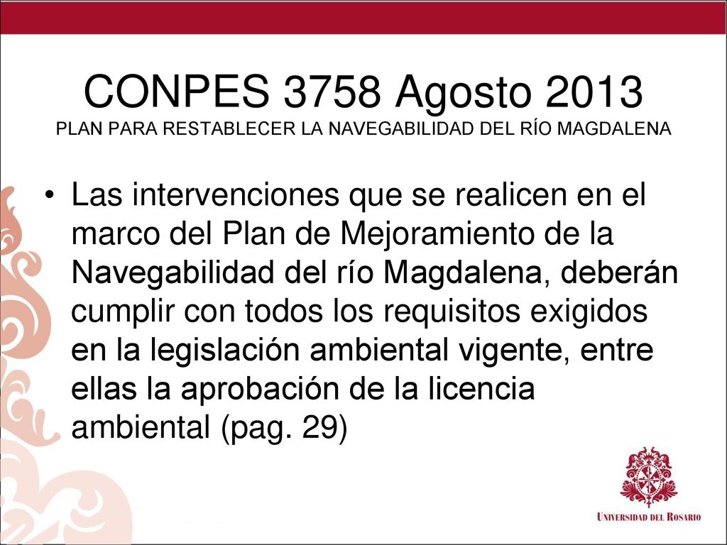 CONPES 3758 Agosto 2013 PLAN PARA RESTABLECER LA NAVEGABILIDAD DEL RÍO MAGDALENA
