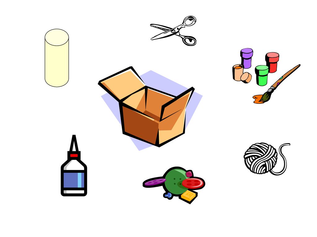 Material: Tubos de papel higiénico. Lanas. Botones. Cajas de galletas vacías. Témperas. Tijeras.