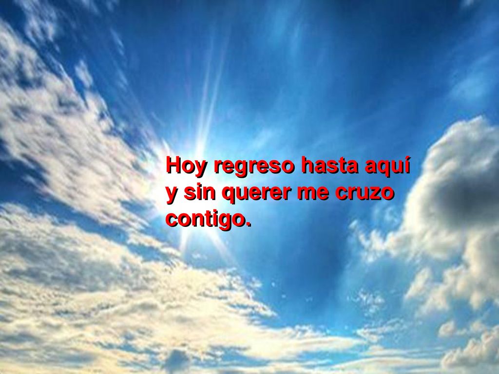 Hoy regreso hasta aquí y sin querer me cruzo contigo.