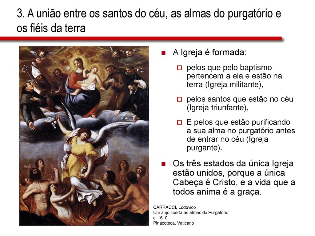 3. A união entre os santos do céu, as almas do purgatório e os fiéis da terra