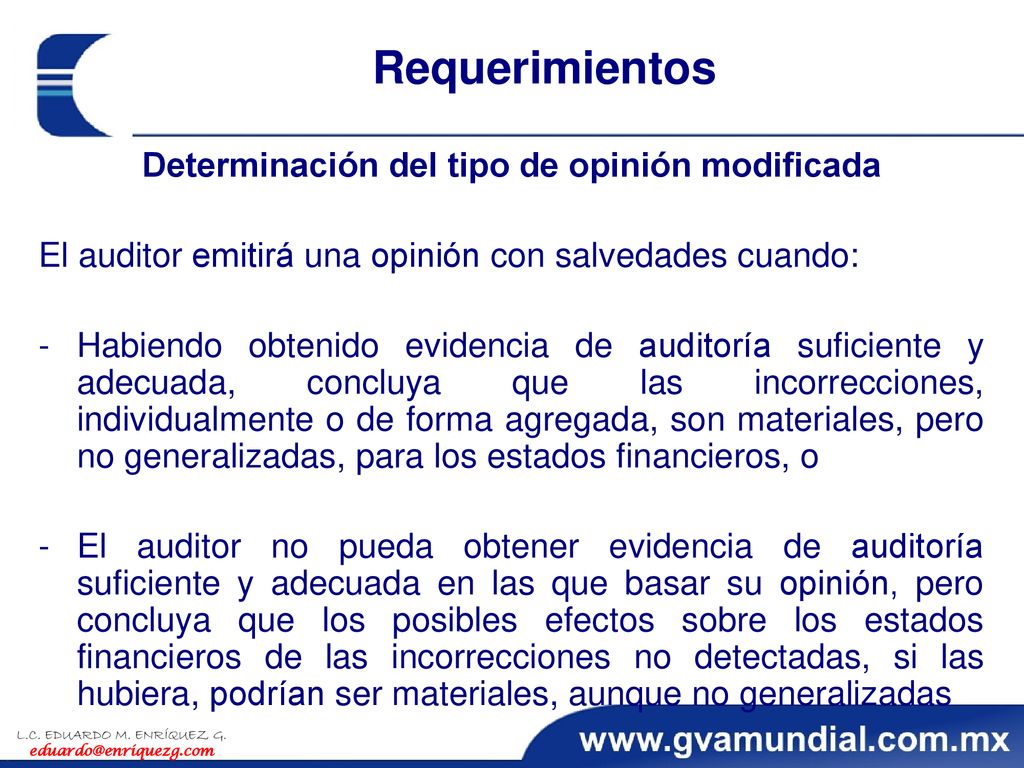 Determinación del tipo de opinión modificada